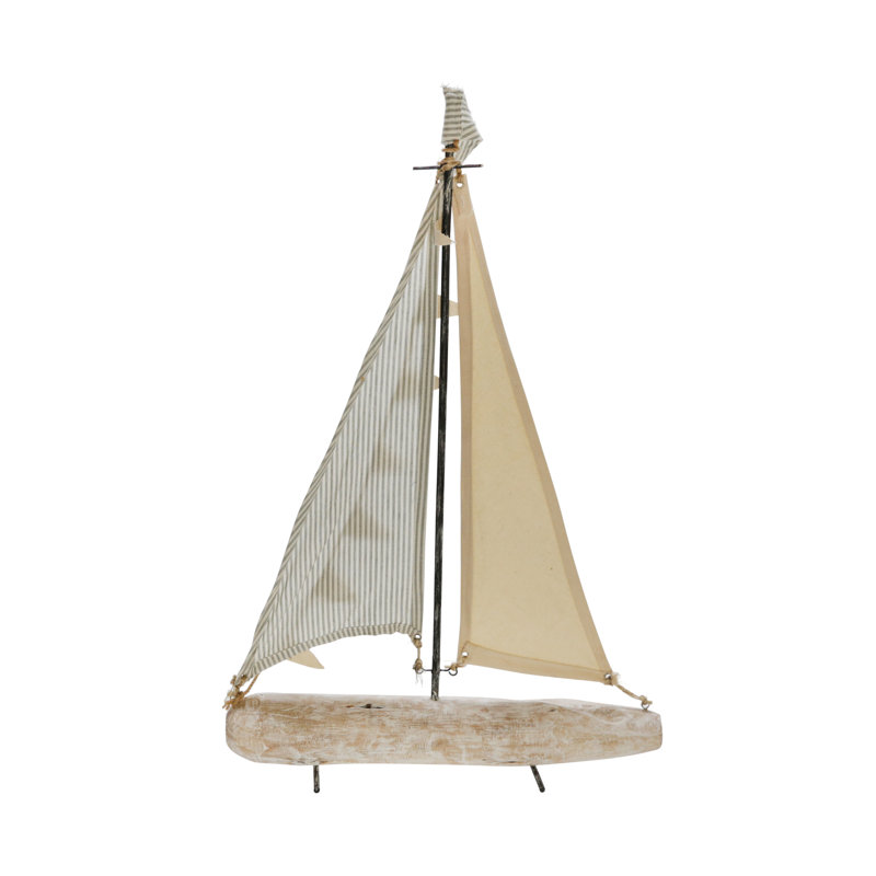 Longshore Tides 25" Iron Sailboat with Cloth Sails Home Decor